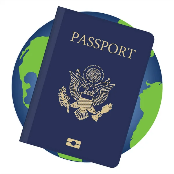 Raster Illustration World Globe Blue Citizen Passport Ikon Globe Paspor — Stok Foto