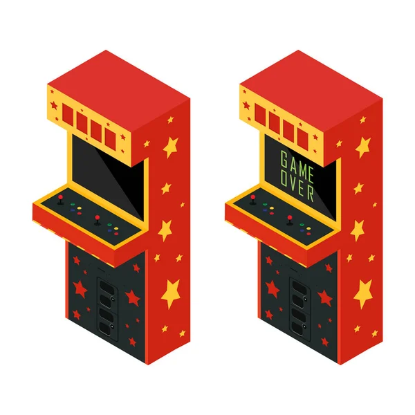 Растровий Ізометричний Двома Ретро Аркадними Ігровими Автоматами Ігровий Автомат Текстовою — стокове фото