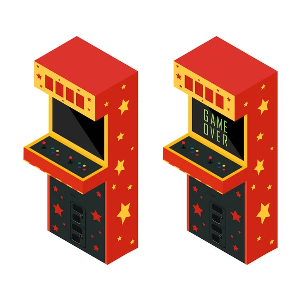 Raster Isometric Dua Retro Arcade Game Machine Icon Mesin Permainan — Stok Foto