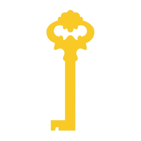 Rasterdarstellung Der Goldenen Alten Schlüsselsilhouette Vintage Schlüsselsymbol Ornamentale Mittelalterliche Antike — Stockfoto