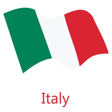 Raster illüstrasyon İtalya simgesi bayrağı sallayarak. Beyaz arka plan üzerinde izole İtalya bayrak düğmesini