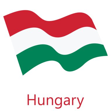 Raster illüstrasyon Macaristan simgesi bayrağı sallayarak. Beyaz arka plan üzerinde izole Macaristan bayrak düğmesini