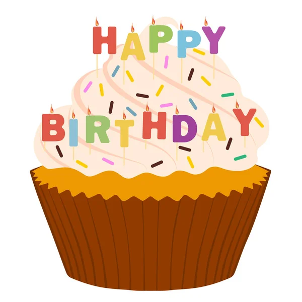 Raster Illustration Happy Birthday Gruß Auto Mit Cupcake Und Kerzen — Stockfoto