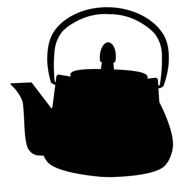 光栅插图黑色剪影茶壶图标孤立白色背景 茶党或下午茶 — 图库照片