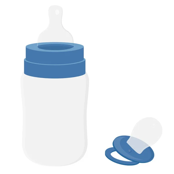Raster Εικόνα Μπλε Μπιμπερό Μπουκάλι Γάλα Για Μωρό Γάλα Αγόρι — Φωτογραφία Αρχείου