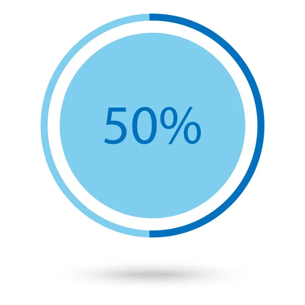 光栅插图蓝色圆 圆饼图 图表以百分比50图标 — 图库照片