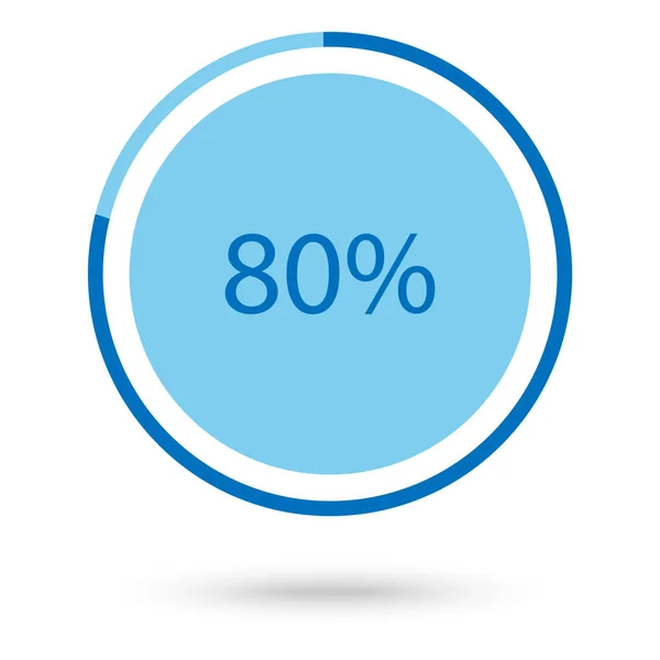 光栅插图蓝色圆形 圆饼图 具有百分比80图标的图表 — 图库照片