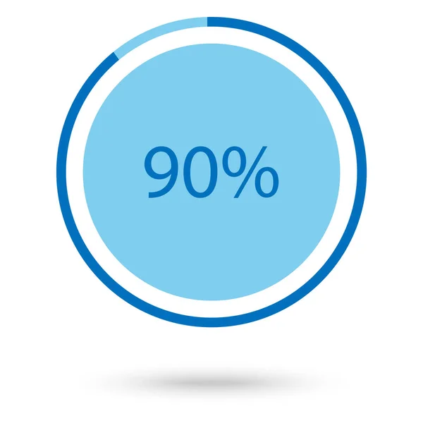光栅插图蓝色圆形 圆饼图 具有百分比90图标的图表 — 图库照片