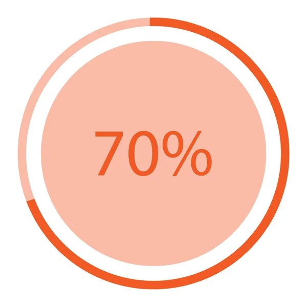 光栅例证橙色圆 圆饼图 图表以百分比70图标 — 图库照片