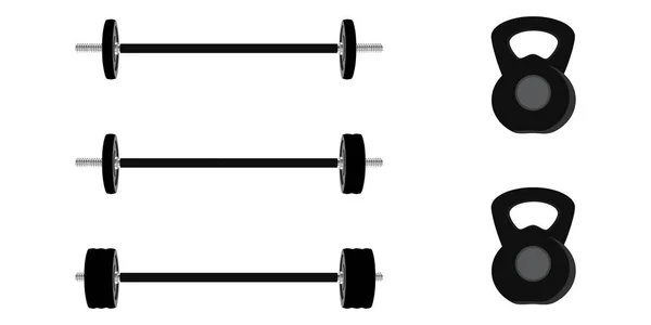 Black Dumbbell Kettlebell Raster Set Sport Fitness Center Weight Training — Stock Photo, Image