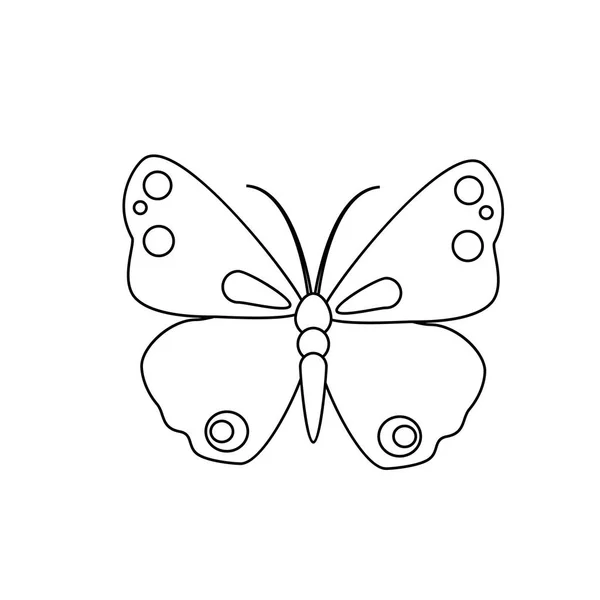 Outline Drawing Butterfly Isolated White Background Pretty Vector Butterfly Spring — Stock Vector