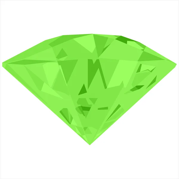Realistyczne Zielony Klejnot Kolorowy Kamień Szlachetny Zielony Szmaragd Białym Tle — Wektor stockowy