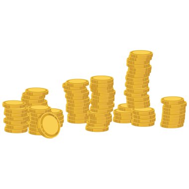 Altın sikke yığını. düz stil trend modern basit logo grafik tasarım üzerine beyaz izole karikatür. para koleksiyonu veya strateji kar veya iş yapımında yararı kavramı