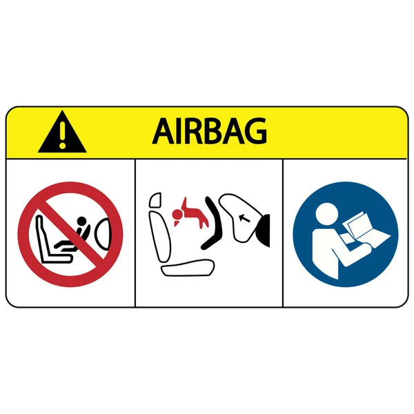 Hava Yastıkları Çocuk Güvenlik Koltuğu Logo Etiket Oturum Uyarı Araba — Stok Vektör