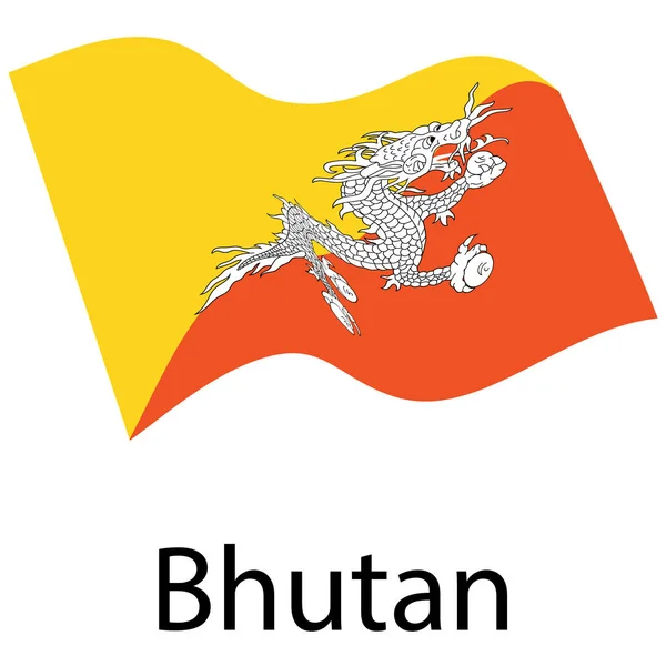 Vector Illustration Waving Flag Bhutanicon Bhutan Flag Button Isolated White — Stock Vector