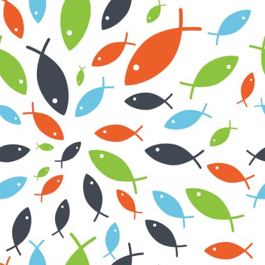 Sorunsuz vektör desen ile şirin dekoratif balıkçı. Komik çok renkli arka plan, deniz doku