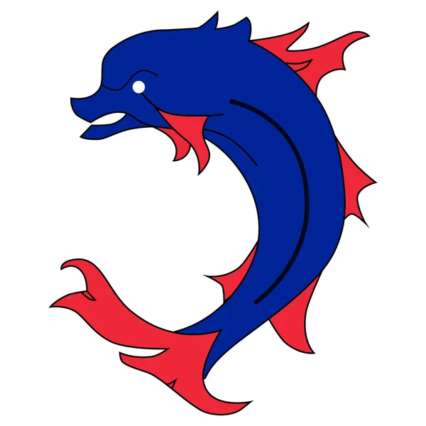 Heraldický Ryb Vektorové Ilustrace Delfín — Stockový vektor
