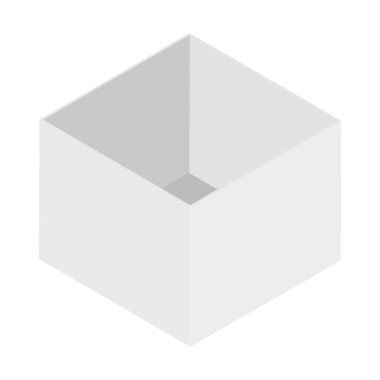 Vektör çizim beyaz aç kutusu simgesi.