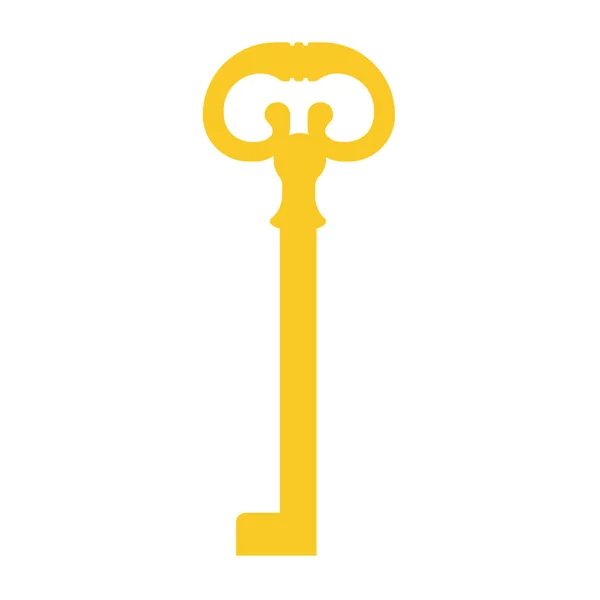 Vektor Illustration Der Goldenen Alten Schlüsselsilhouette Vintage Schlüsselsymbol Ornamentale Mittelalterliche — Stockvektor