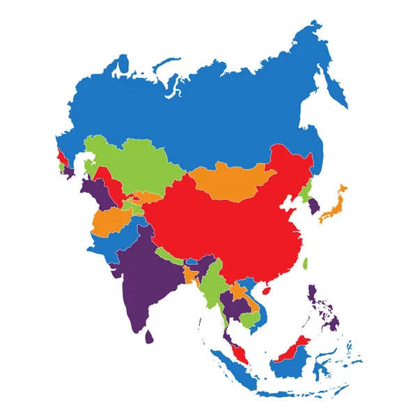 Vector Εικονογράφηση Ασία Διάρθρωσης Χάρτης Απομονωθεί Λευκό Φόντο Ασιατική Ήπειρο — Διανυσματικό Αρχείο