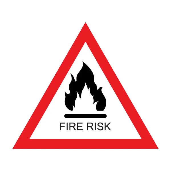 矢量插图红色和白色火灾风险标志图标在白色背景下隔离 三角形标志 危险或警告标志 — 图库矢量图片