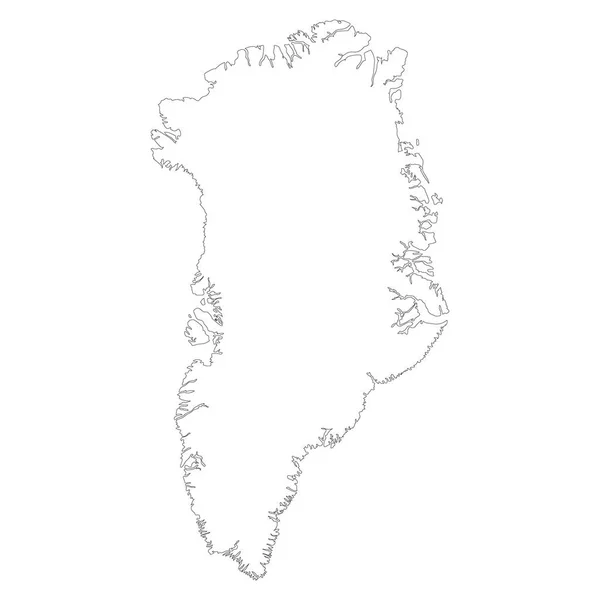 Vektor Illustration Umriss Zeichnung Von Grönland Landkarte Isoliert Auf Weißem — Stockvektor
