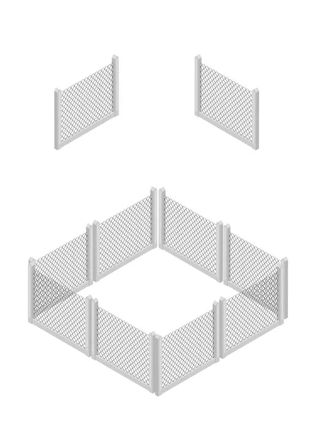 Ισομετρική Φράχτη Απομονωμένα Λευκό Κανένα Στερεό Φράχτη Σιδερένια Πύλη Φράχτη — Διανυσματικό Αρχείο