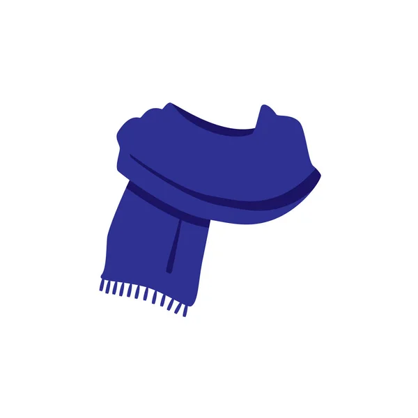 Vektor Illustration Blauer Gestrickter Schal Isoliert Auf Weißem Hintergrund Winterschal — Stockvektor