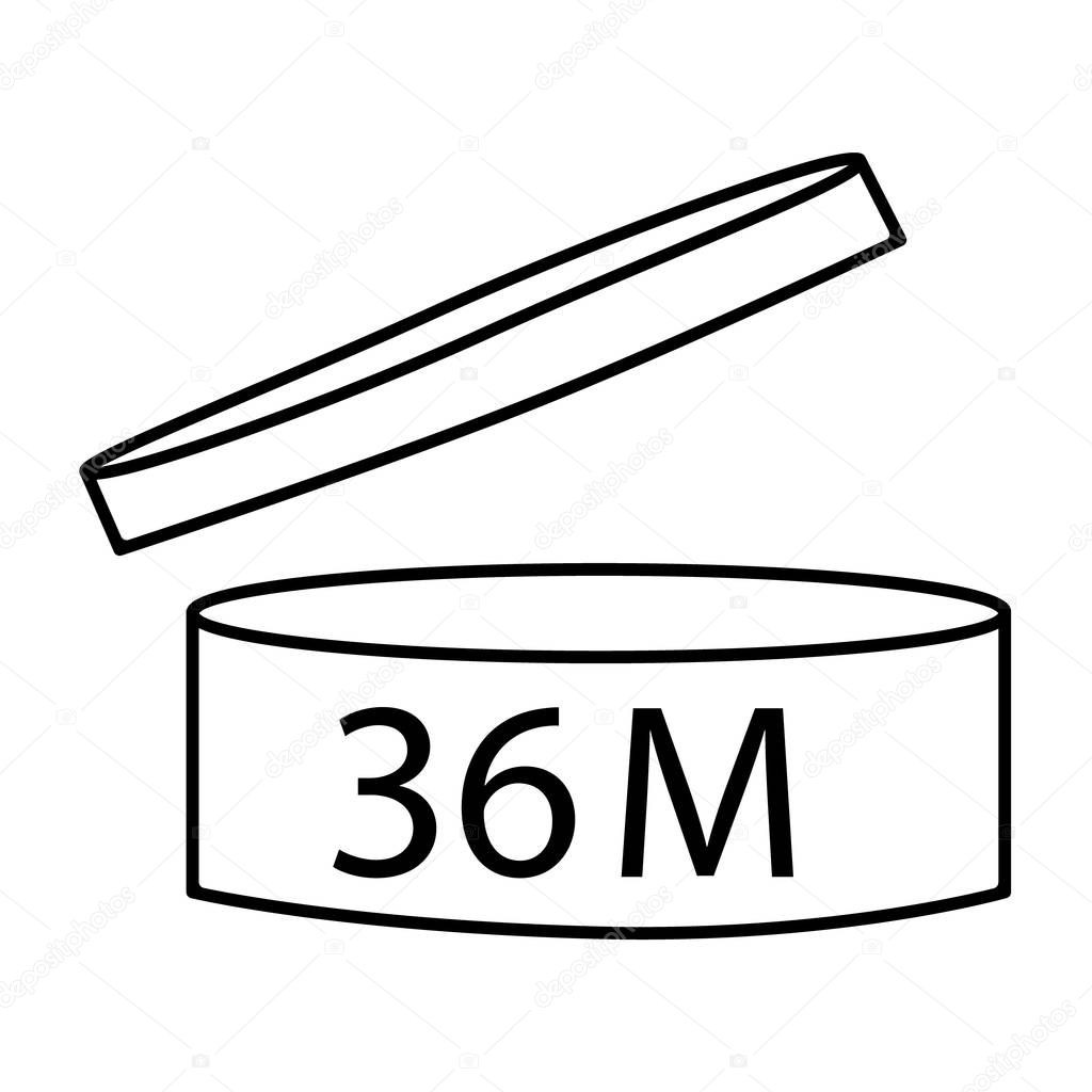 Vector illustration cosmetics symbol design. Period of validity after opening icon. Expiration date after product opening symbols. 36M
