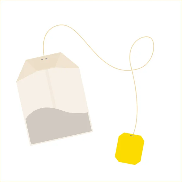 Bolsita Con Etiqueta Amarilla Vista Superior Aislado Sobre Blanco — Vector de stock