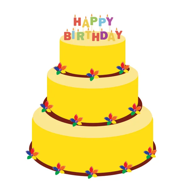 Vector Illustration Happy Birthday Greeting Car Cake Candles — Stock Vector