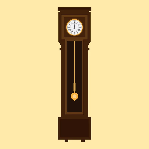 Old Antique Wall Clock Isolated White Vector Illustration — Stock Vector