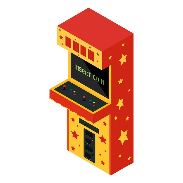 Vektor Isometrische Retro Arcade Spielautomat Münze Einwerfen Glücksspiel Ikone — Stockvektor