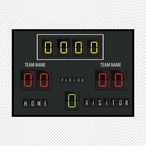 体育场电子体育记分牌足球时间和足球比赛结果显示矢量图示 — 图库矢量图片