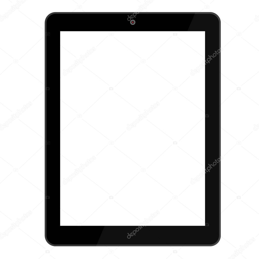 Black tablet computer isolated on white background. Mock up