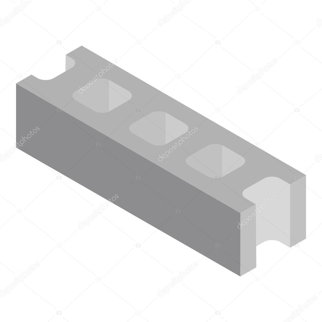 Vector illustration isometric standard concrete building block for architectural works. Cement block icon used for masonry