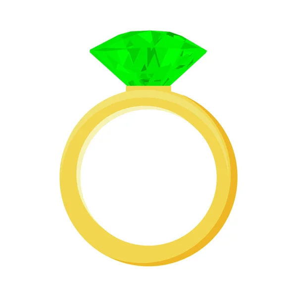 Vector Diamond Emerald Ring Bruiloft Engagement Illustratie Diamond Ring Symbool — Stockvector