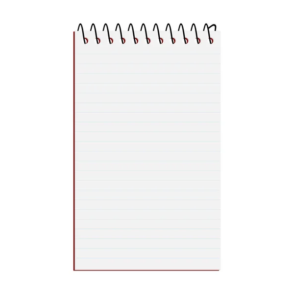 Ilustração Vetorial Abriu Notebook Espiral Vertical Notepad Isolado Fundo Branco — Vetor de Stock