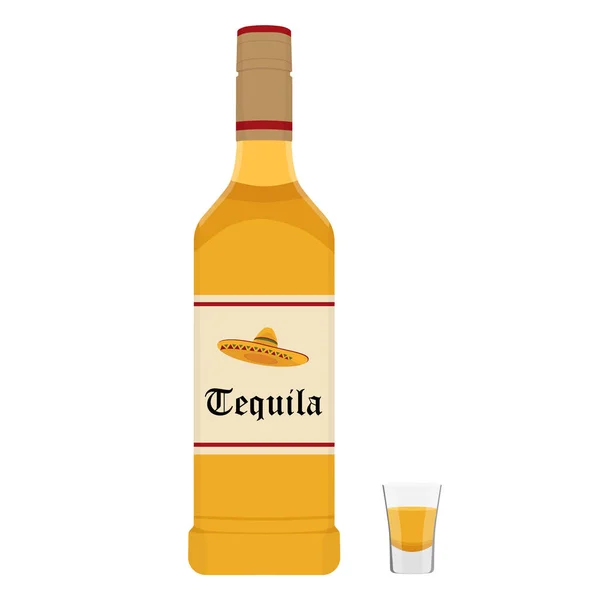 Tequila Vector Botella Tequila Sobre Fondo Blanco — Vector de stock