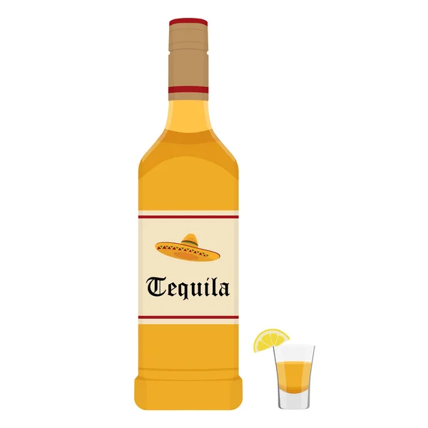 Tequila Vektor Láhev Tequily Bílém Pozadí — Stockový vektor