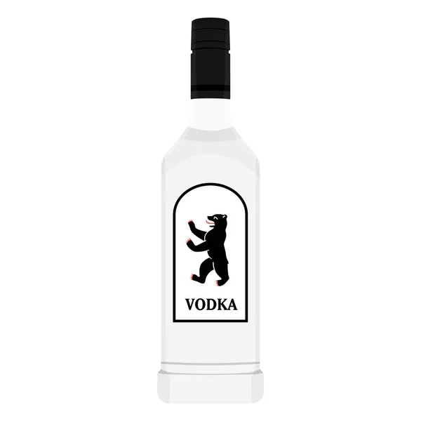 Plantilla Botella Vodka Vidrio Aislada Blanco — Vector de stock