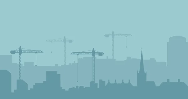Résumé Industrial Skyline Panoramique Construction Industrielle Silhouette Paysage Illustration Vectorielle — Image vectorielle