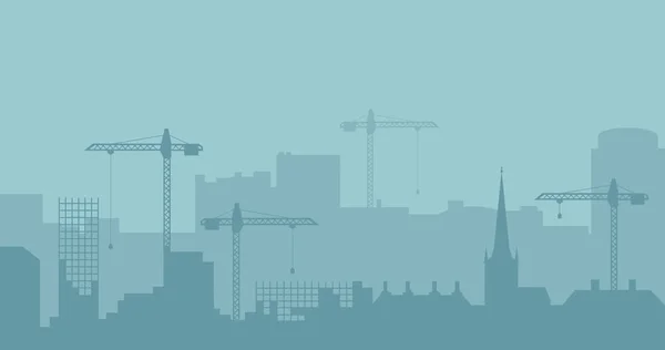 抽象的な産業スカイライン パノラマ工業建設風景シルエット ベクトル Illustratuion — ストックベクタ