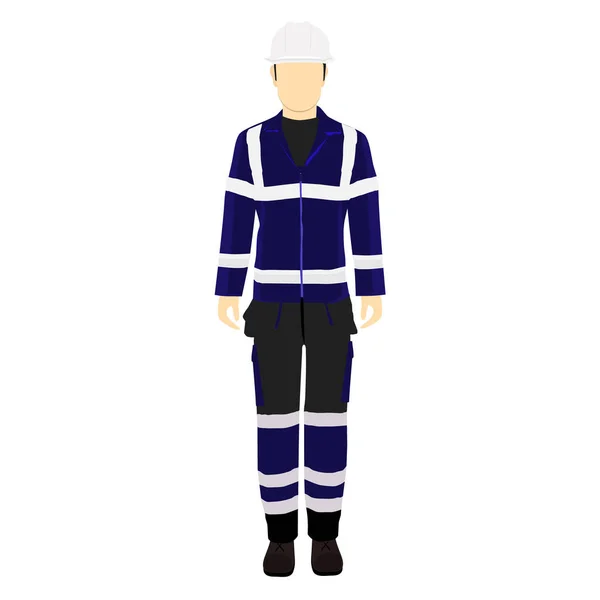 Werknemer Van Mens Uniform Professionele Beschermende Kleding Laarzen Witte Veiligheidshelm — Stockvector