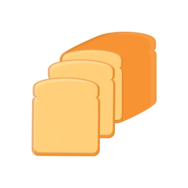 Ekmek, fırın ikonu, dilimlenmiş taze buğday ekmeği beyaz arka planda izole edilmiş.