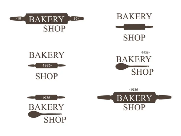 Bäckereishop Logo Etikett Abzeichen Emblemvektorvorlage Vintage Stil Bäckerei Logo Auf — Stockvektor