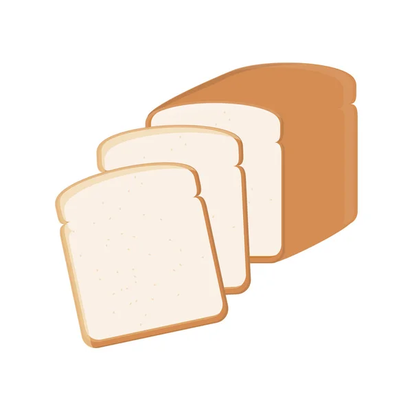 Ekmek Fırın Ikonu Dilimlenmiş Taze Buğday Ekmeği Beyaz Arka Planda — Stok Vektör