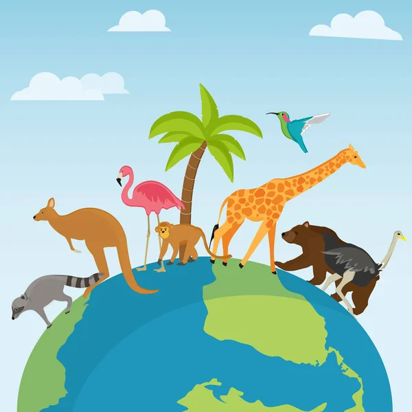 Vector Illustration World Animal Day Banner World Wildlife Day Animals — Stock Vector