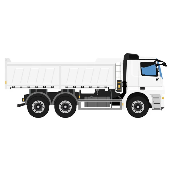 White Dump Truck Detailed Vector Template Mock Realistic Delivery Service — Stock Vector