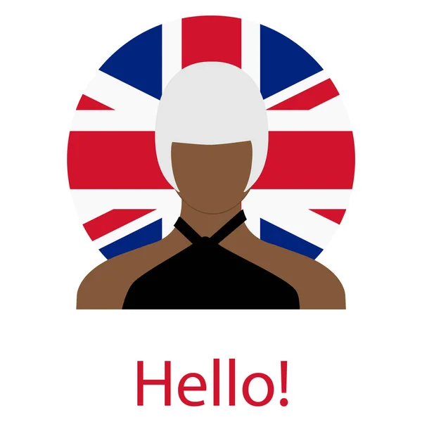 Lengua Inglesa Discurso Hello Concept Hola Bandera Del Reino Unido — Vector de stock